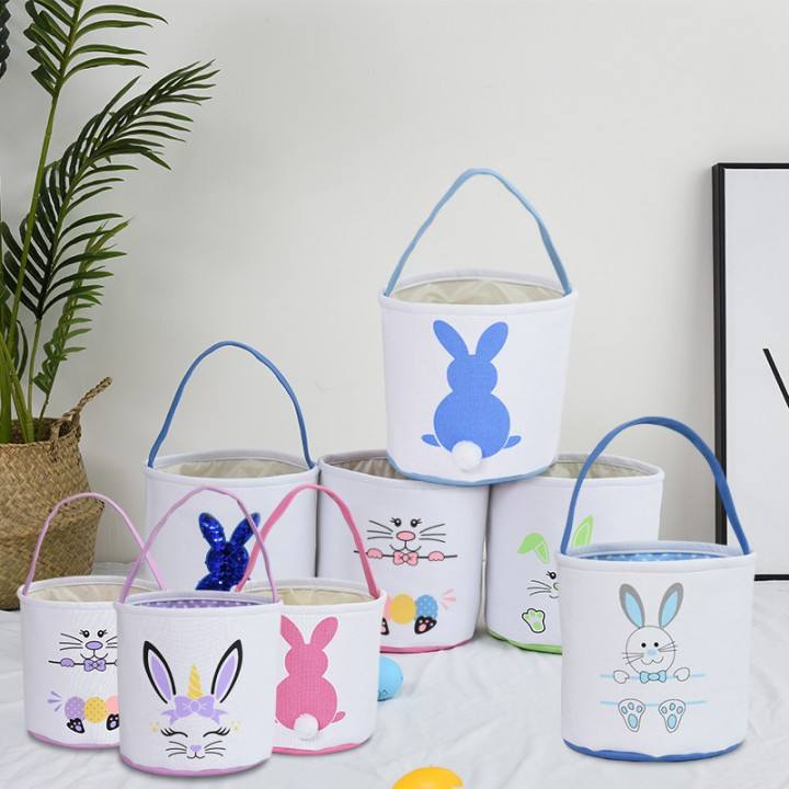 Easter Bunny Basket with Handle - Blue-Tail