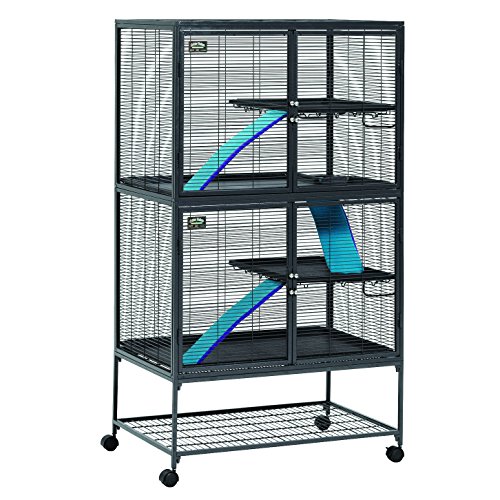 MidWest Homes for Pets Deluxe Critter Nation Double Unit Small Animal Cage (Model 162) - Gray Quartz - 36.0"L x 24.0"W x 63.0"H