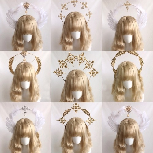 7.59US $ 40% OFF|Halo Crown Headpiece Gothic Lolita Kc Headdress Angel Feather Wings Halo Goddess Headband Headdress Accessories - Headwear - AliExpress