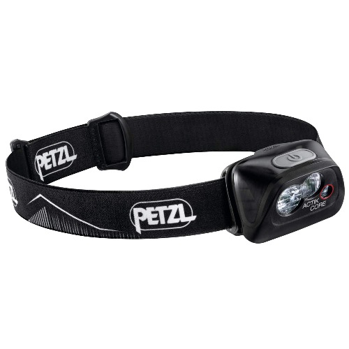 Petzl ACTIK CORE Headlamp - Rechargeable, Compact 450 Lumen Light with Red Lighting for Hiking, Climbing, and Camping - Black - Black (Past Season)
