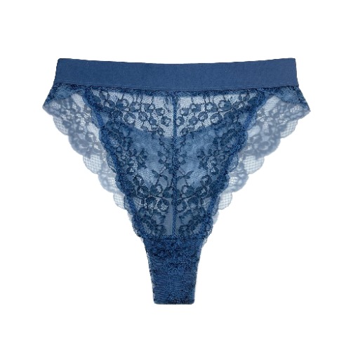 Wild Lace Hi Leg Dark Denim Blue - M / Dark Denim Blue