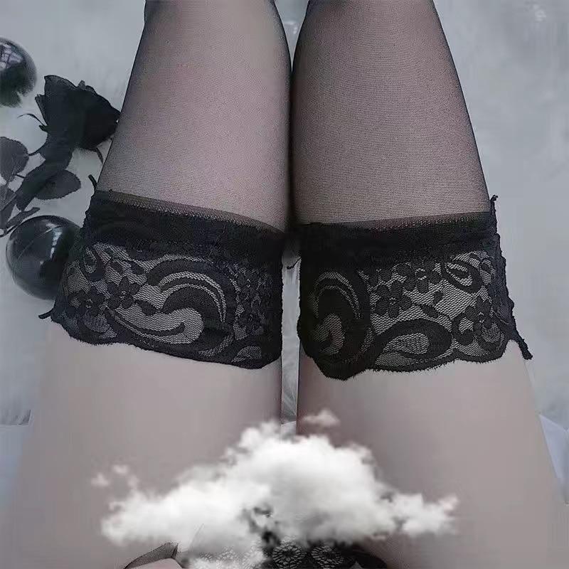 Sheer Babygirl Bow Stockings - Plain Black