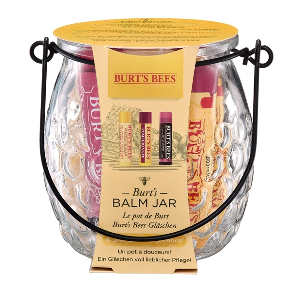 Burt's Bees Gift Set For Women, Beeswax Lip Balm, Pomegranate Lip Balm, Hibiscus Tinted Lip Balm, Balm Jar, 3x4.25g