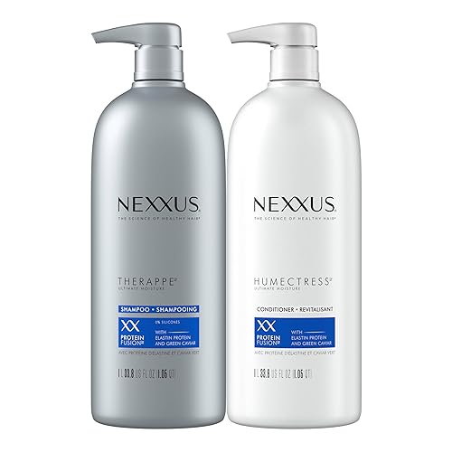 Nexxus Shampoo and Conditioner Therappe Humectress 2 Count for Dry Hair Silicone-Free, Moisturizing Caviar Complex and Elastin Protein 33.8 oz - Humectress