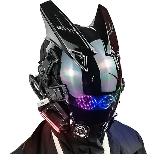 Marikito Cyberpunk - Casco futurista de ciencia ficción, máscara gótica, disfraz de cosplay, adecuado para fiestas de adultos - Black