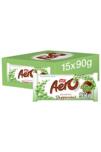 Nestlé Aero Peppermint Mint Chocolate Sharing Bars, 15 x 90 g - Peppermint - 90 g (Pack of 15)