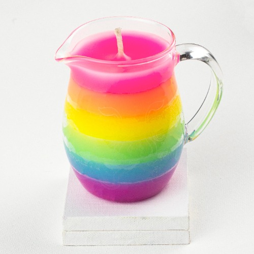 Pride flag in a Jar Wax Play Candle - Low Temp - Unscented - Pitcher Candle - UV Reactive 6 Color Rainbow (100% UV)