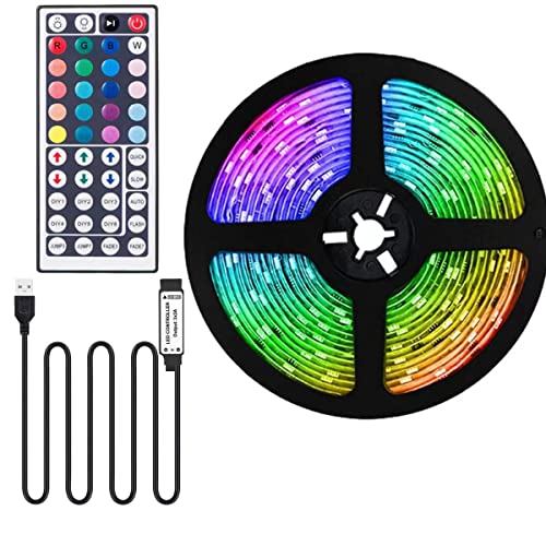 Valletock Colour Changing Led Strip Lights, USB Led Lights with Remote Control, Led Fexible Lights Strip for Home Decoration (5 Meter) - 5 meter