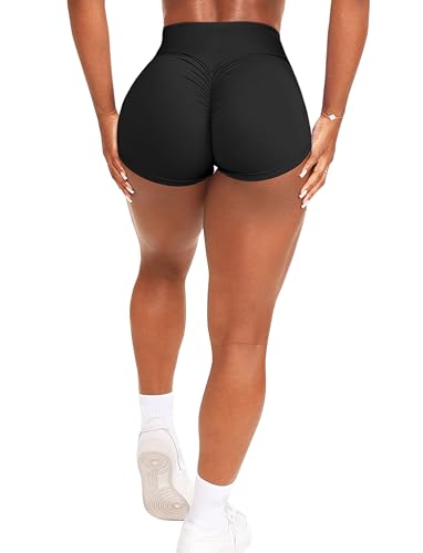 OZICERD Scrunch Butt Gym Shorts High Waisted Workout Biker Shorts Running Athletic Booty Shorts for Women Black - #2 Black - Medium