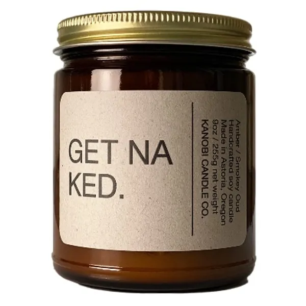 Kanobi Candle Co. Scented Soy Candle: 100% All Natural Soy Wax, Phthalate-Free Premium Fragrance, Lead-Free and Zinc-Free Cotton Wick, Long-Lasting, Clean Burn. (Get Naked)