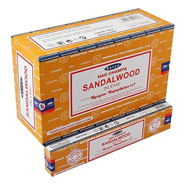 
                            Satya Nag Champa Sandalwood Incense Sticks - Box 12 Packs
                        