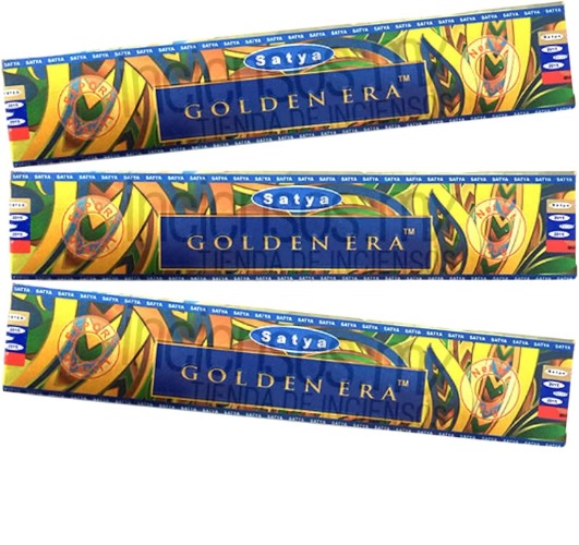 Satya Golden Era Incense Sticks 15gram x 3 pack With Giftbrit Incense Sticks Holder for Meditation, Yoga, Relaxation, Healing and Positivity