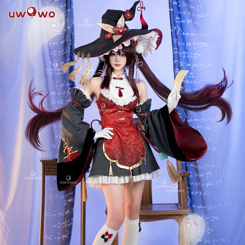 【Pre-sale】 Uwowo Genshin Impact Fanart Hutao Little Witch Cosplay Costume - S