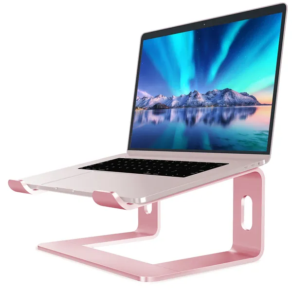 Soundance Laptop Stand, Aluminum Computer Riser, Ergonomic Laptops Elevator for Desk, Metal Holder Compatible with 10 to 15.6 Inches Notebook Computer, Gold Pink - D- GoldPink
