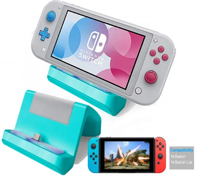 TNE - Switch Lite Charger Stand | Mini Charging Display Dock Station with USB Type C Port for Nintendo Switch/Switch Lite 2019 Portable Gaming System (Turquoise) - Turquoise