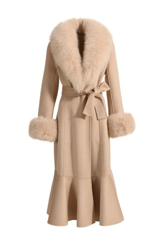 Westminster Cashmere Peplum Coat Beige by Hortons England