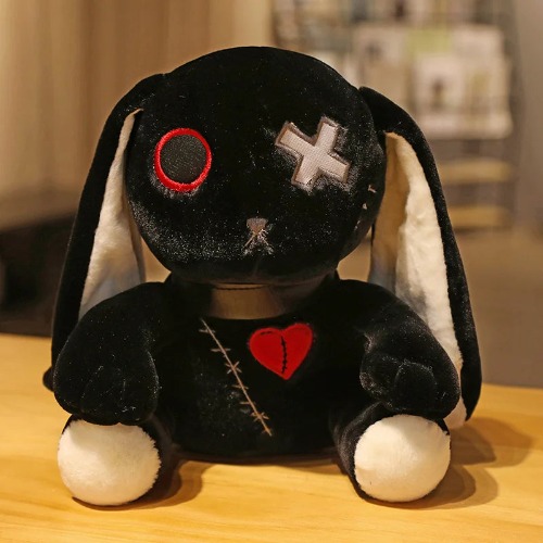 Goth Creepy Bunny Rabbit Kawaii Plushie - black