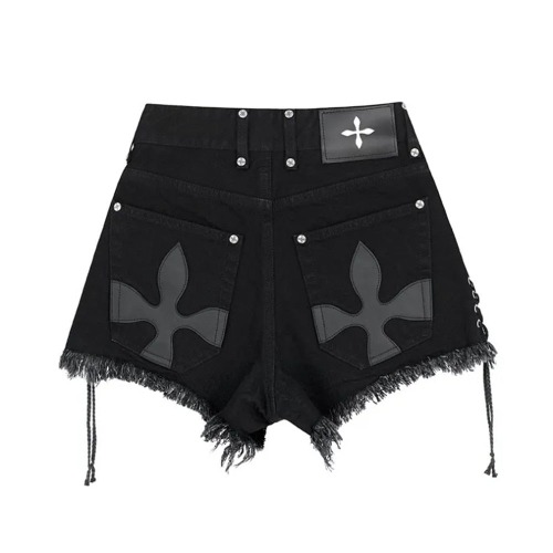 'Midnight Express' Black Alternative Lace Up Shorts - black / XXXL75-82KG