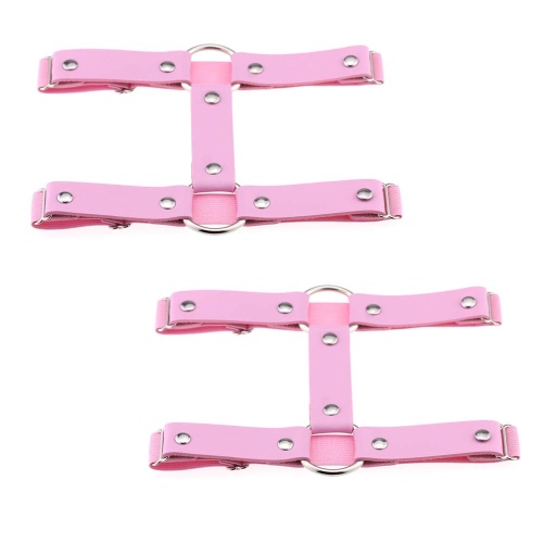 alisikee 2PCs Adjustable Elastic Leg Garter Belt, 2 Rows Fashion Thigh Garters for Women - Pink