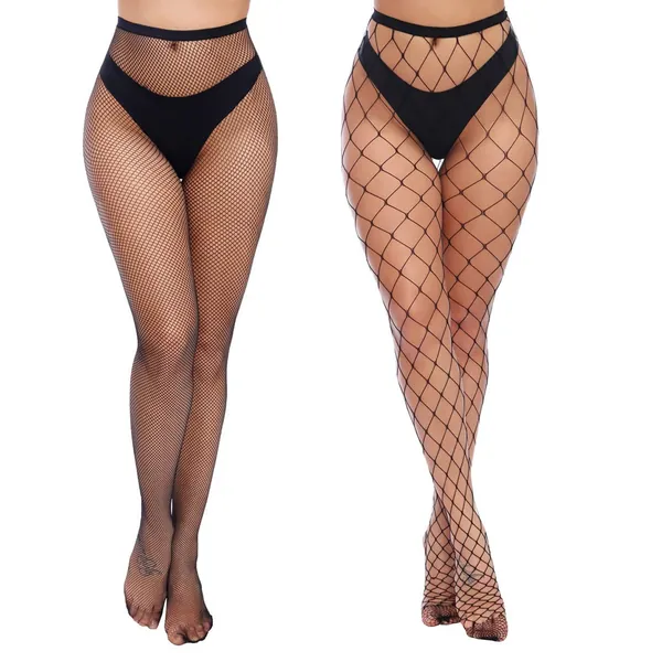 Women Fishnet Tights High Waisted Fishnet Stockings Black Mesh Socks Sexy Thigh High Stockings Pantyhose Elastic Plus Size Leggings Net Pants Cosplay for Lady Girlfriend Couple Daily