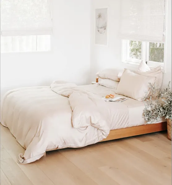 Sleep & Siesta Luxury 100% Bamboo Quilt Cover Set - Soft, Cool Bedding Perfect for Winter & Summer (Queen, Sand)