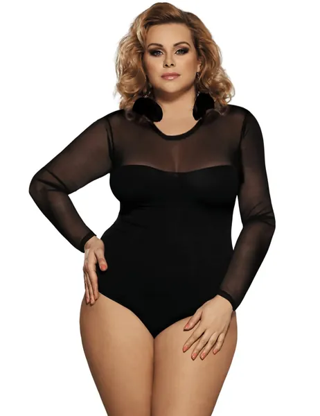 My Secret Drawer® Black Sheer Long Sleeve Teddy