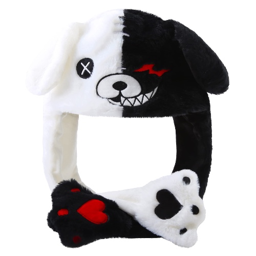 Loiahoer Black White Bear Hat Moving Ears,Pressing Jumping Hat Cap Paws Will Make Ears Move,Funny Novelty Gift Womens Girls