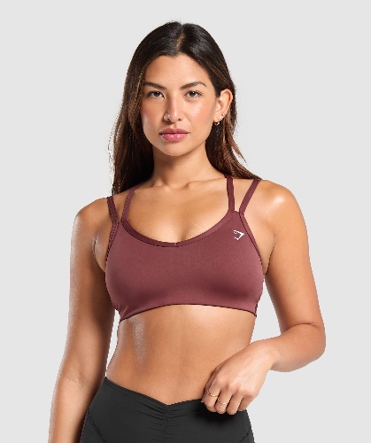 Gymshark Strap Feature Sports Bra - Burgundy Brown | Extra Large