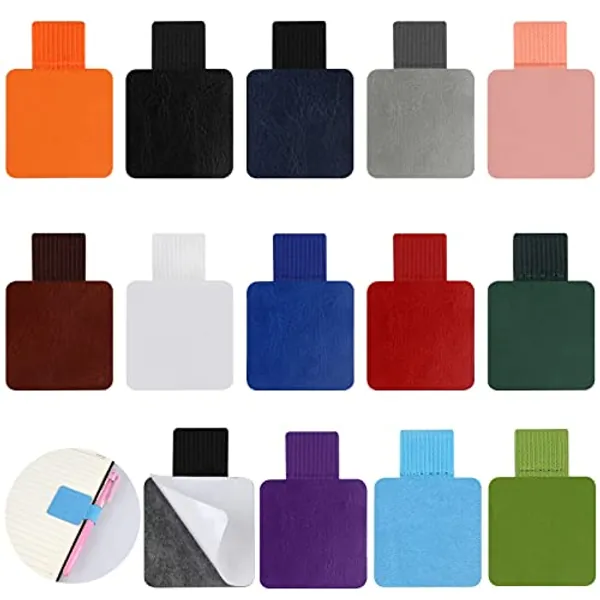 13 Stück Stiftschlaufe Selbstklebend, Stifthalter Selbstklebend aus PU Leder, Pen Holder mit Gummiband, Pen Loop Halterung für Notizbuch Kalende Tagebuch Klemmbrett