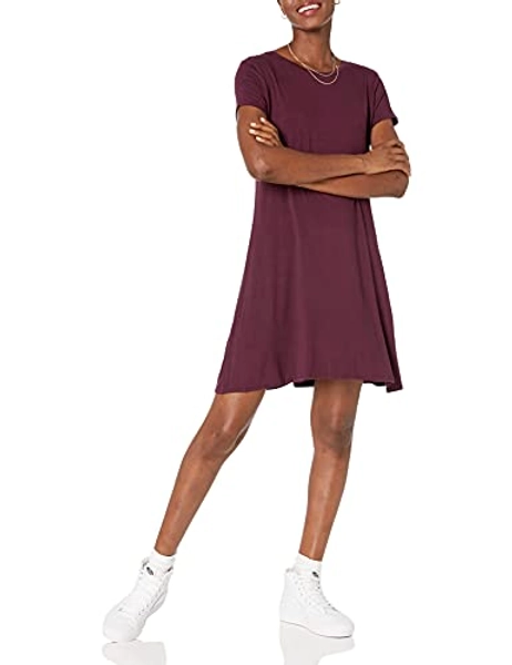 Amazon Essentials Women's Short-Sleeve Scoop Neck Swing Dress (Available in Plus Size)