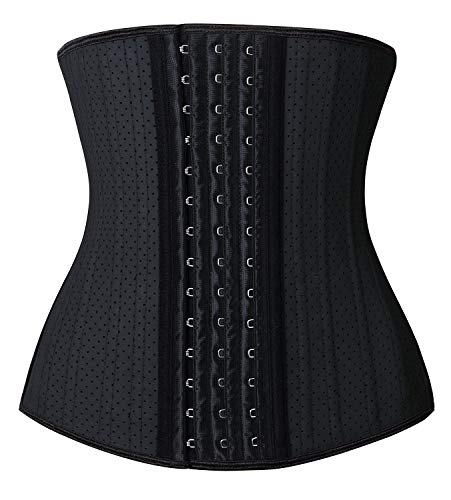 YIANNA Waist Trainer for Women Latex Underbust Waist Cincher Corset Sport Girdle Hourglass Body Shaper - Black (25 Bones, Breathable) - Medium
