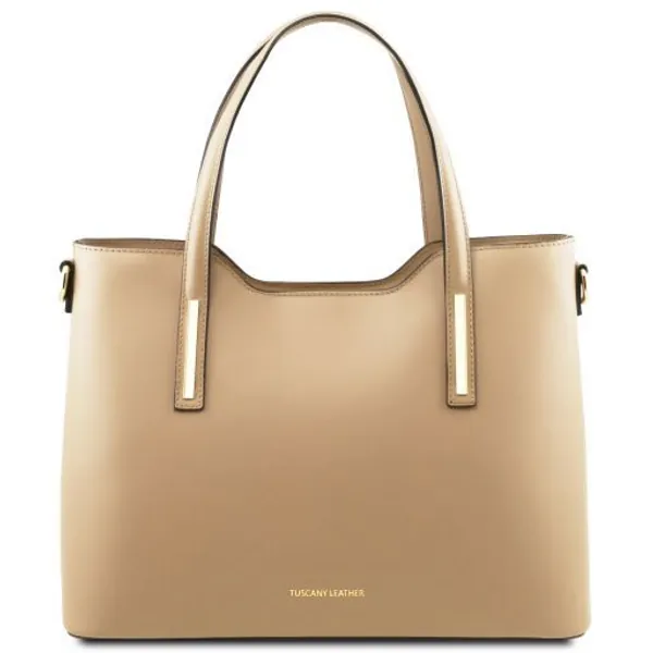 Olimpia Leather tote - Champagne