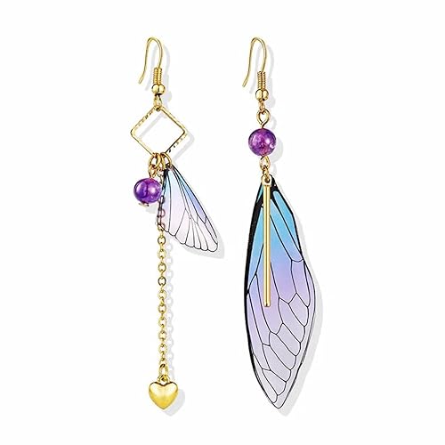BELLA-Bee Butterfly Wing Drop Dangle Earrings Gold Plated Crystal Rhinestone for women girls wedding Jewelry - Style-1 Blue