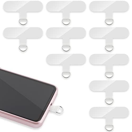 Phone Tether Tab, 10 Pieces Universal Phone Lanyard Patch Without Adhesive,Phone Lanyard Replacement Part for Cell Phone Strap(Transparent) - Transparent