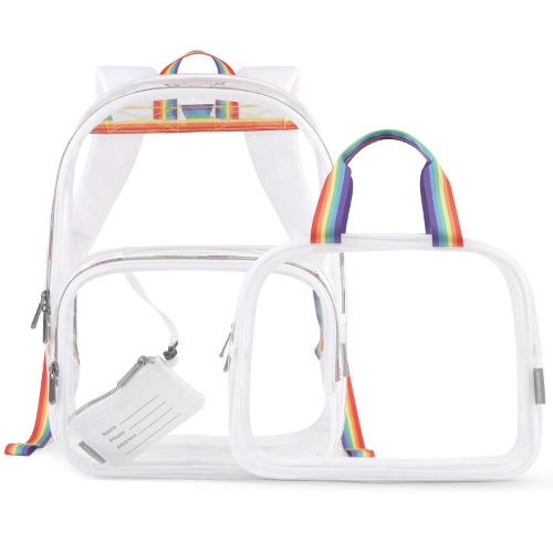 mommore Clear Backpack Durable Clear Bookbags Transparent Backpack for School, Work, Security