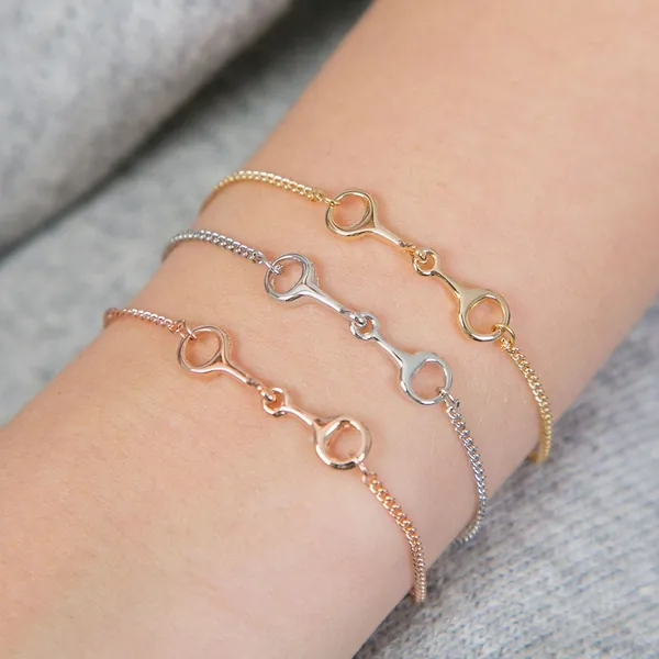 Horse Equestrian Themed Delicate Bracelet,Horse Lover Gift,Horse Jewellery, Equestrian Gift silver and rose gold