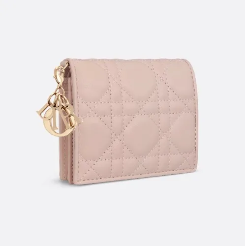 Mini Lady Dior Gardenia Wallet | Powder Pink