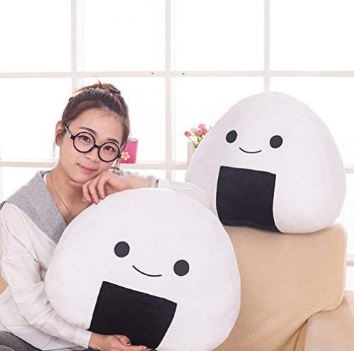 Stuffed Short Plush Onigiri Sushi Girls Birthday Gift Food Neck Pillow Cushions Nap Doll Home Essential (30cm*11cm*26cm)