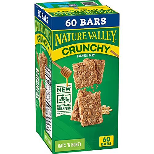 Nature Valley Crunchy Oats 'n Honey Granola Bars, 60 Bars, 44.7 OZ (30 Pouches) - Oats 'n Honey - 30 Count (Pack of 1)