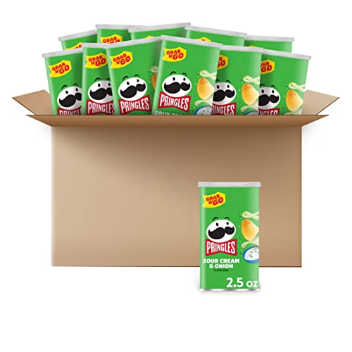 Pringles Potato Crisps Chips, Sour Cream & Onion, 2.5oz (12 Count) - Sour Cream & Onion - 2.5 Ounce (Pack of 12)