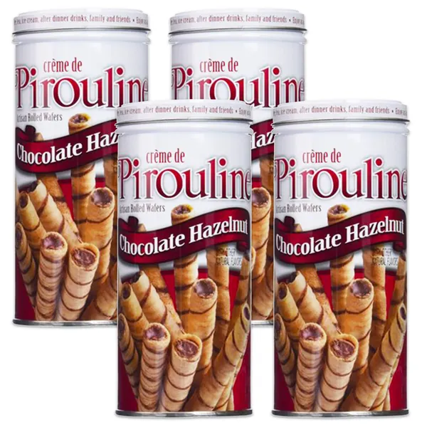 Creme de Pirouline Chocolate Hazelnut Artisan Cookie Rolled Wafers - 3.25oz (Pack of 4) - 