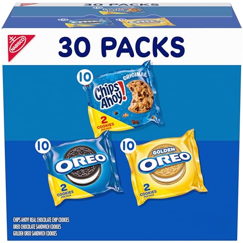 Nabisco Sweet Treats Cookie Variety Pack OREO, OREO Golden & CHIPS AHOY!, 30 Snack Packs (2 Cookies Per Pack) - 30 Count (Pack of 1)