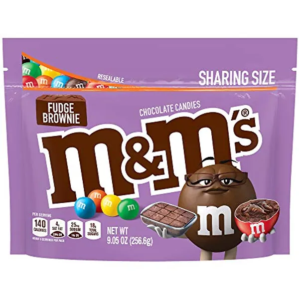 M&M'S Fudge Brownie Sharing Size Chocolate Candy, 9.05 Oz. Stand Up Bag - Fudge Brownie - 9.05 Ounce (Pack of 1)