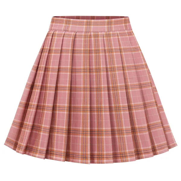 BeryLove Damen Rock Kurz Kariert Mini Faltenrock A Linie Skater Tennis Rock Elastischer Bund Schulmädchen Röcke High Waist