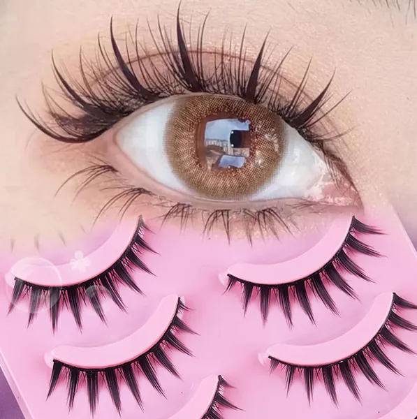 Manga Lashes 5 Paare 3D Natürliche Wispy Falsche Wimpern Stachelige Wimpern Asiatische Japanische Koreanische Gefälschte Wimpern Anime Cosplay Wimpern