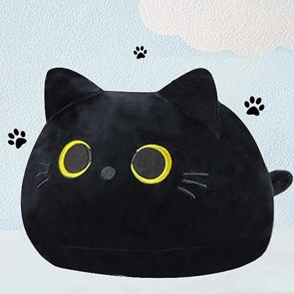 JOCCIK Katzen Schwarze weiches Stofftier Kopfkissen Plüschpuppe Weihnachten Geburtstagsfeier Geschenk - Large