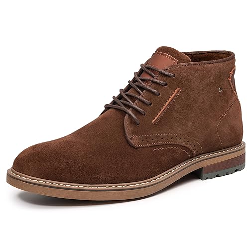 Men's Chukka Oxford Dress Boots - Casual Fashion Mid-Top Leather Ankle Boot Business Work Shoes for Men - 11 - Suede Coffee