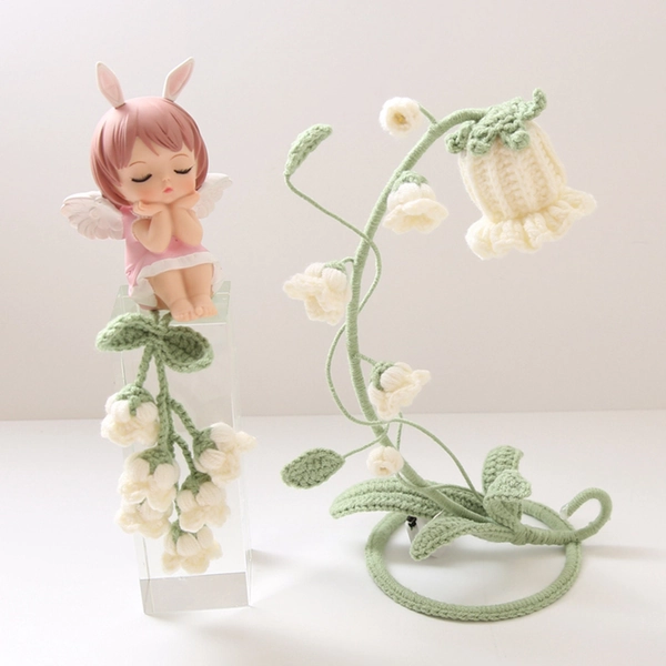 lily of the valley night light, lily of the valley pendant, hand-knitted bouquet, wool crochet, heartfelt gifts, romantic gifts