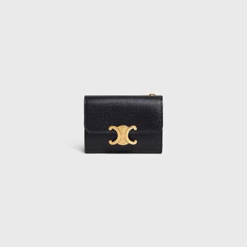 CELINE COMPACT WALLET WITH COIN TRIOMPHE IN SHINY CALFSKIN