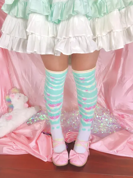 Summer Soda Over The Knee Socks / Sweet Lolita / Fairy Kei / Kawaii Fashion